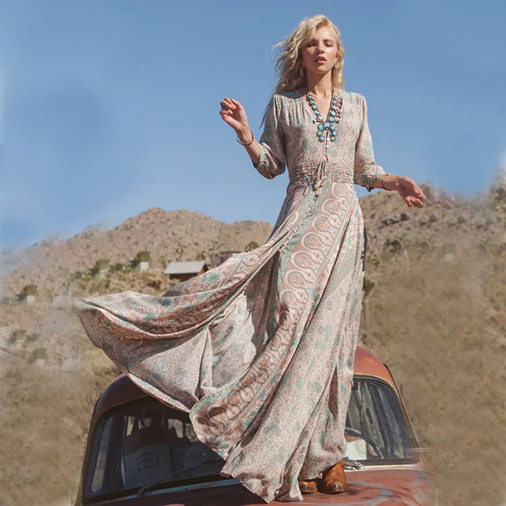 Floral Chiffon Party Vintage Print Dress Kia Day Design