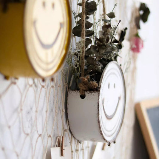 Happy Face Hanging Planter - White - Planter