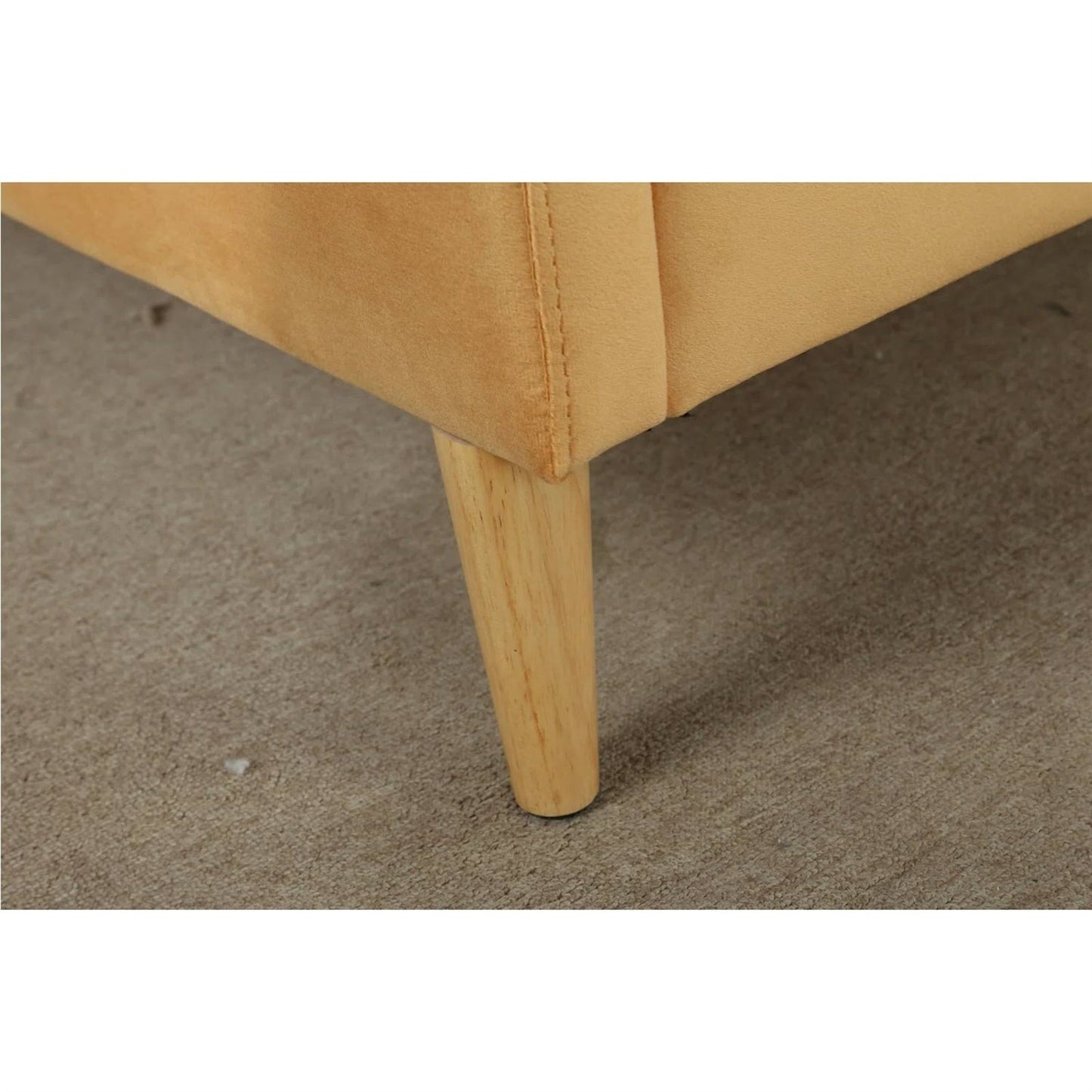 Twin size Mid-Century Modern Yellow Velvet Upholstered Daybed - - Bedroom > Bed Frames > Daybeds