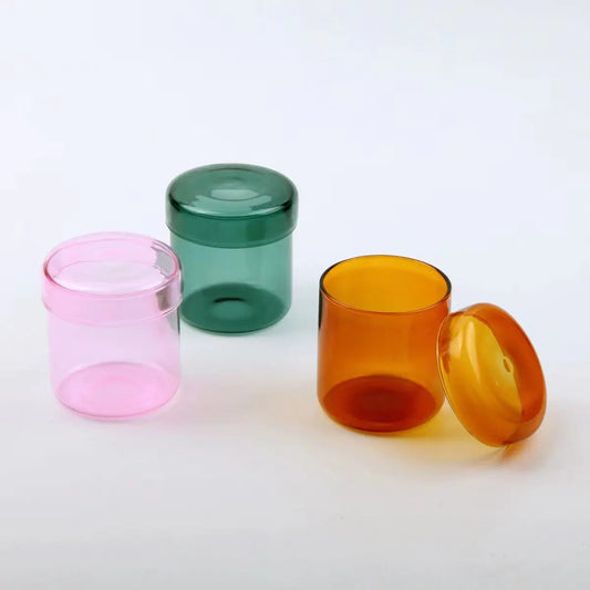 Colored Glass Kitchen Storage Jar with Lid - Kia Day Design