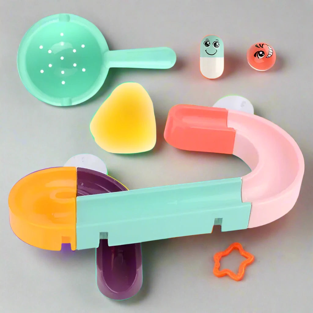 Baby Bath Duck Toys DIY Marble Race Run Assembling Track Kia Day Design