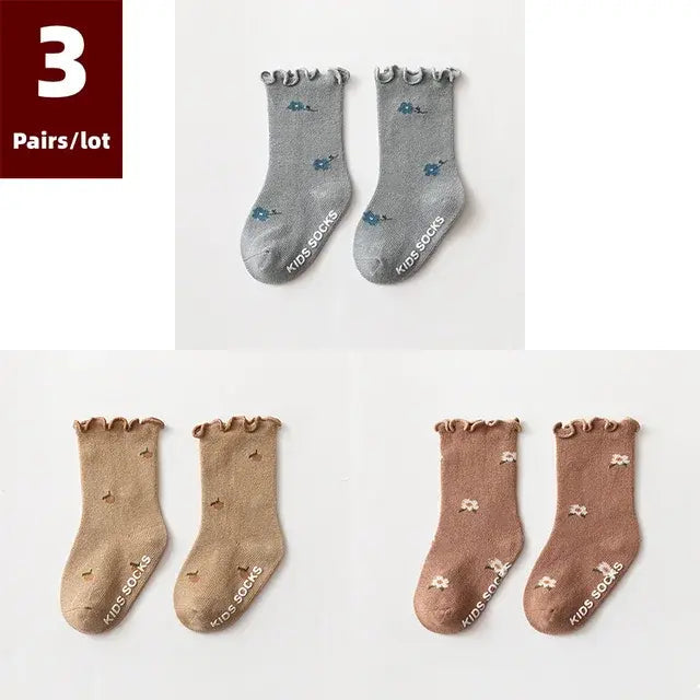 3 Pairs of Anti-Slip Childrens Socks - Kia Day Design