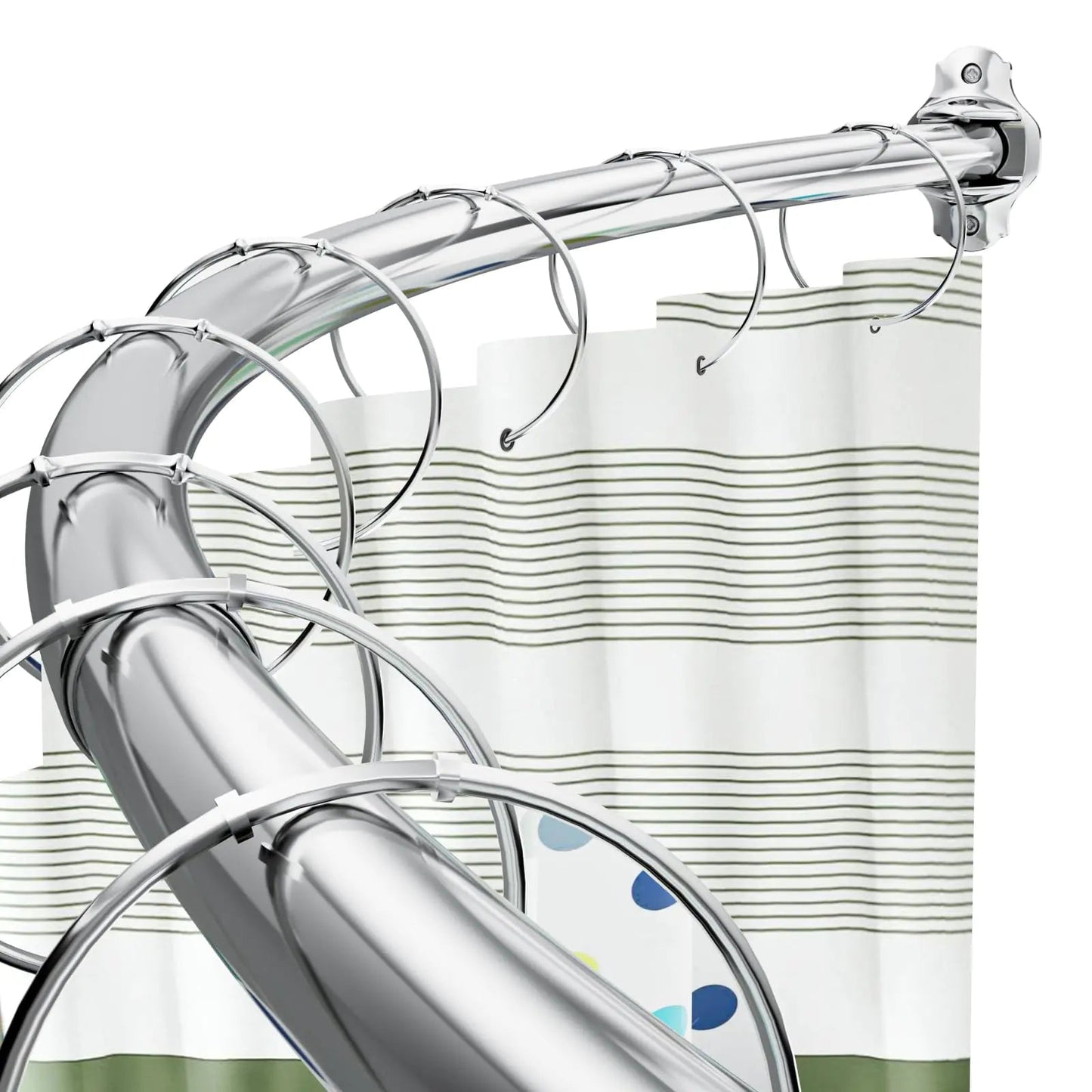 Adjustable Curved Shower Curtain Rod 42-74 Inches Need to Drill Silver - Kia Day Design