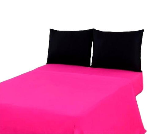 Tache Cotton Hot Pink and Black Bed Sheet Set - - Bed Sheet