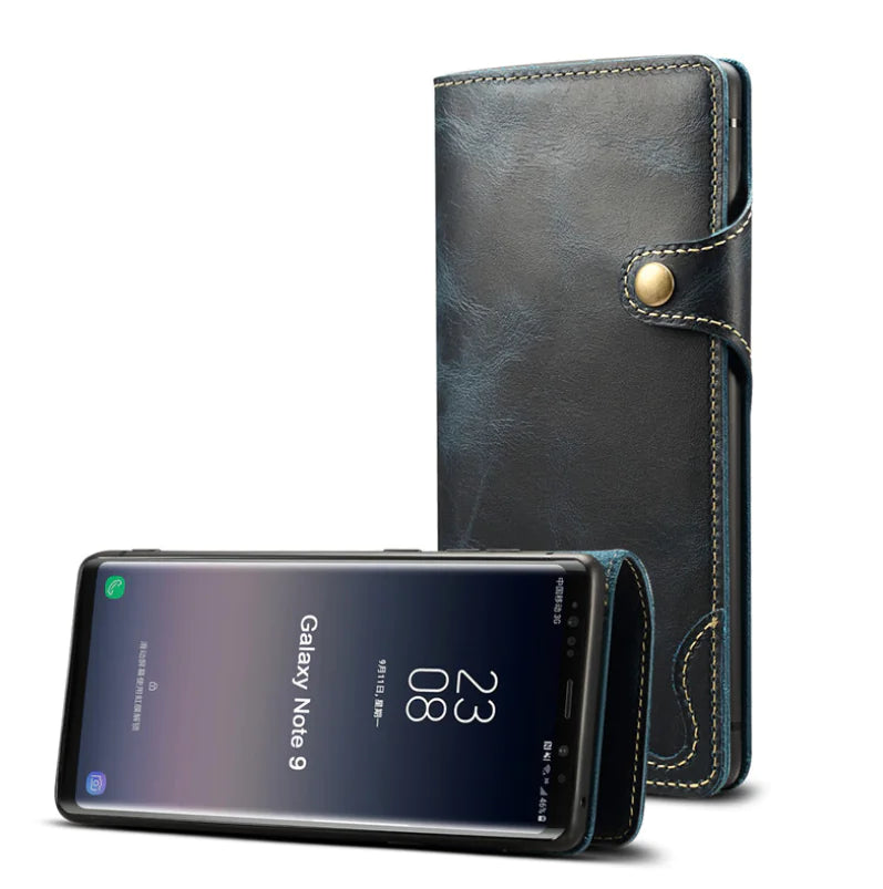 Genuine Leather Phone Case and Protective Cover - Blue Note9 - phone case