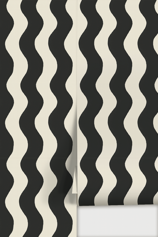 Ziggy Stripe Wallpaper, white and black - LUXE Peel & Stick - Wallpaper