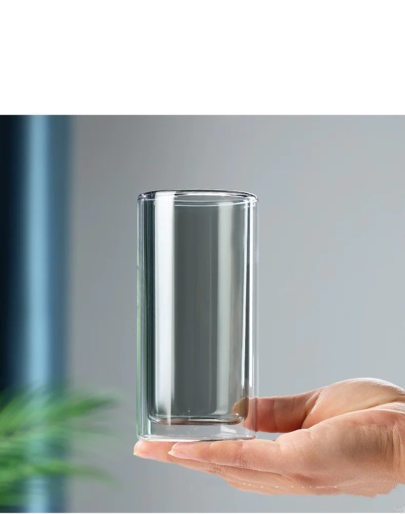 Double-Layer Transparent Glass Cup - Gray-250mL - drinkware