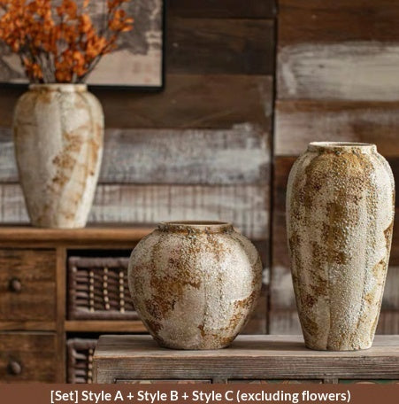 Chinese Wabi-Sabi Style Ceramic Vase Decor - - Vases