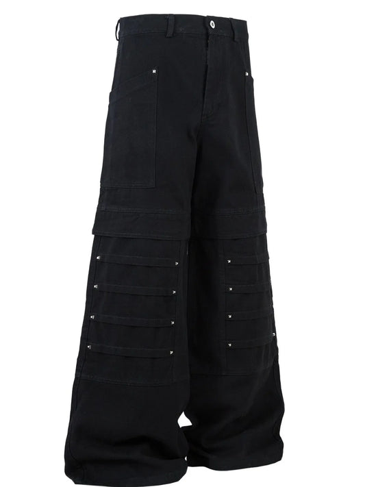 Men's Wide Leg Cargo Jeans - -