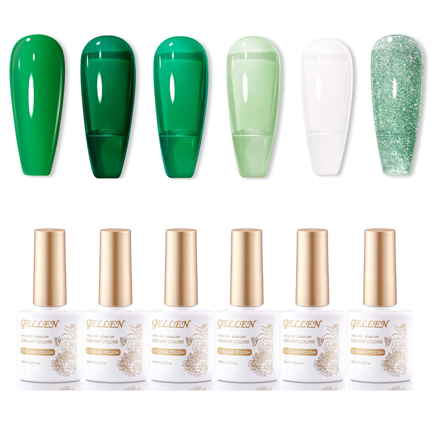 Gellen Jade Gel Nail Polish Sheer Emerald Green Jelly Gel Polish 6 Colors - - gel polish