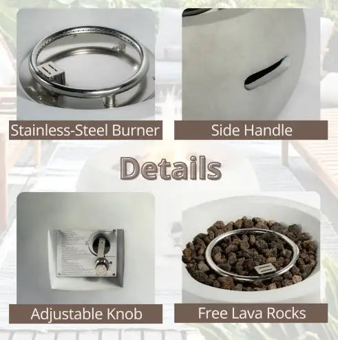 24-inch Round Graphite Outdoor Propane Fire Pit Table - - fire pit