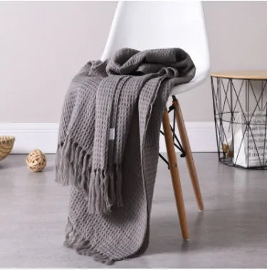 Plain Knitted Wool Blanket Kia Day Design