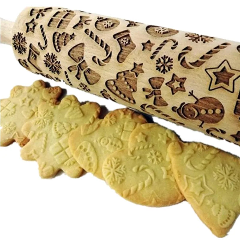 Wooden Embossed Rolling Pin - Kia Day Design