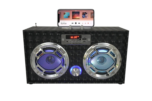 Wireless Express Boombox Speaker with LED Lights and Enhanced FM Radio - Kia Day Design