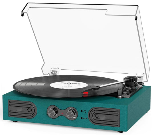Dark Green 3-Speed Vintage Record Player - Kia Day Design