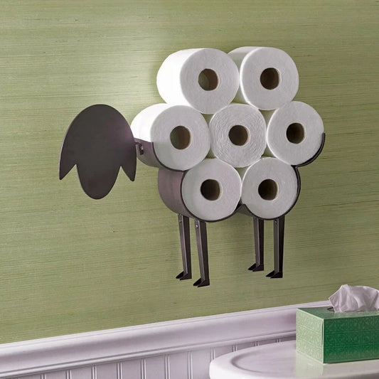 Sheep Decorative Toilet Paper Holder: Free-Standing Iron Bathroom Tissue Storage Kia Day Design