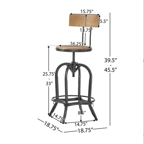 Adjustable Height Wooden Swivel Stools - Kia Day Design