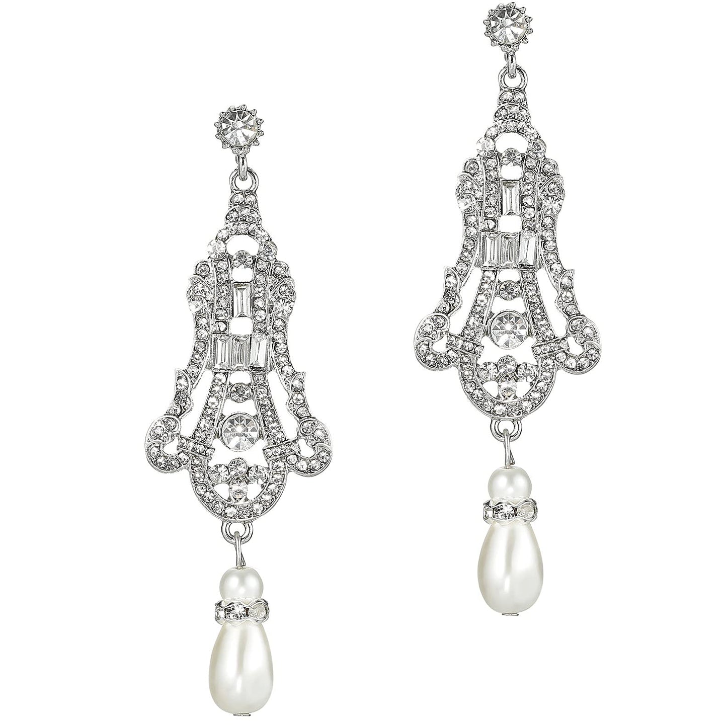 Art Deco Pearl Drop Earrings 1920s Gatsby Style - - earrings