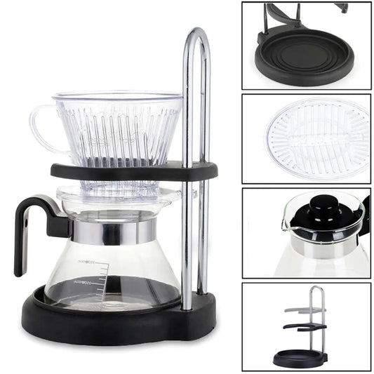 Coffee Pot with Drip Filter and Manual Grinder - - coffee maker