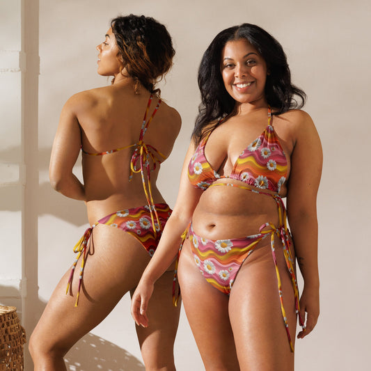 Baha Ranch Yeehaw Groovy Floral String Bikini - - Swim Wear