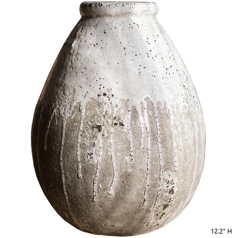 Antique Coarse Pottery Large Flower Pot - -