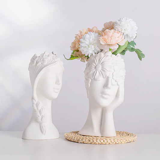 Nordic Simple Matte White Ceramic Body Vases - - flower vase