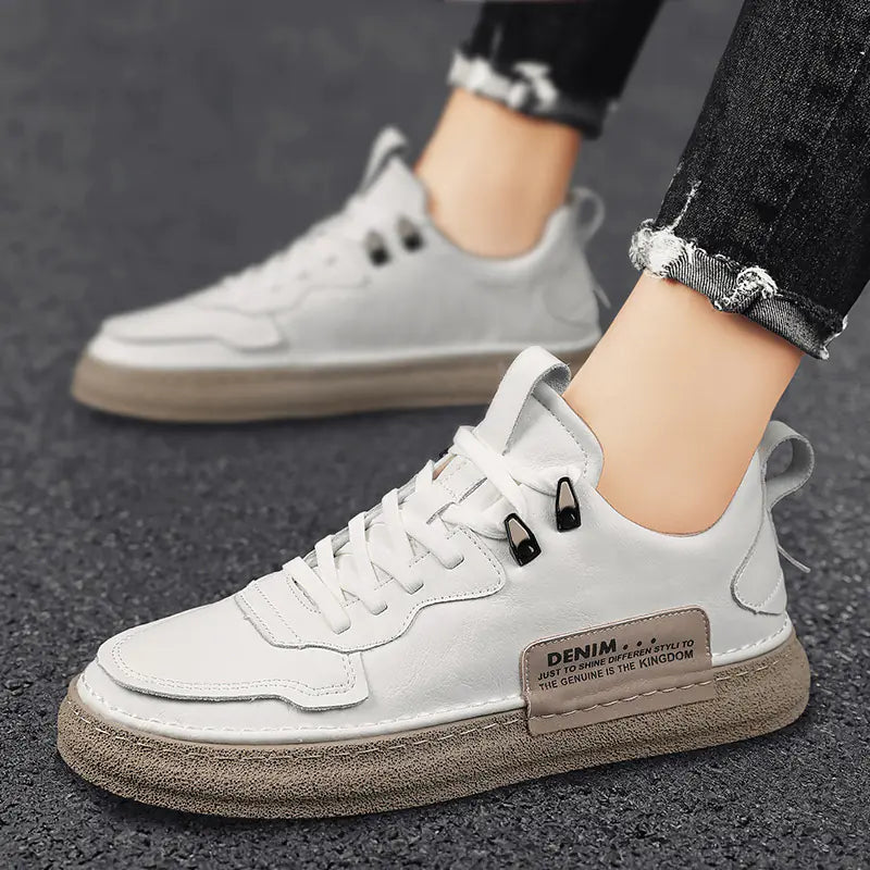 Mens White Casual Sneakers - White Dumplings 44 - shoes