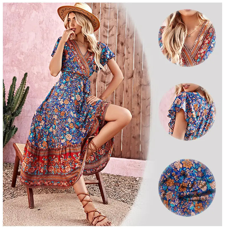 Bohemian Floral Maxi Dress Kia Day Design