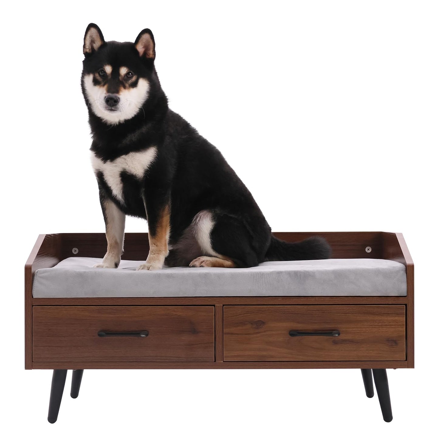 RYpetmia Wood Elevated Pet Bed Frame with Mattress - - Pet bed