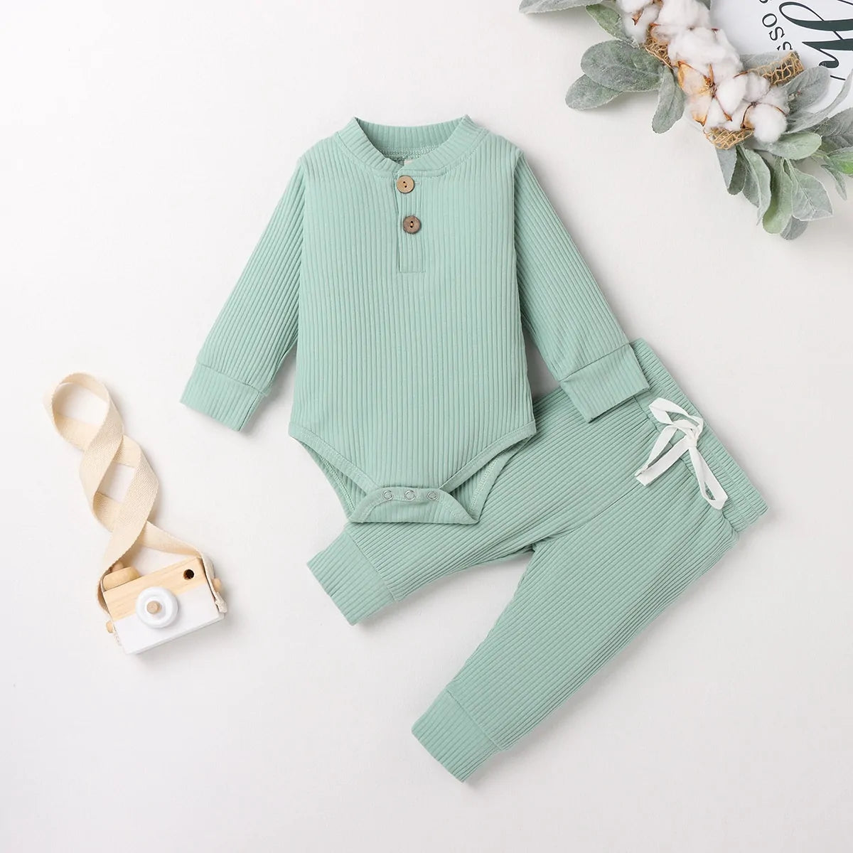 Babies Knit Long Sleeve Romper and Pants - Kia Day Design