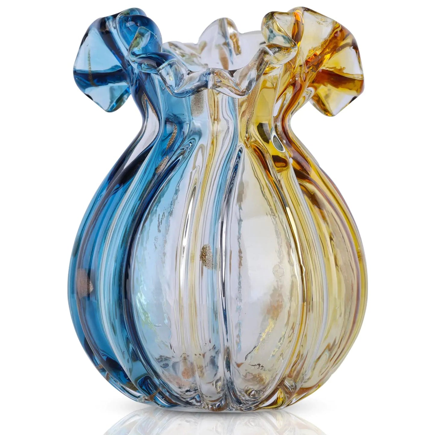 Blown Wide Mouth Glass Vase - - vase