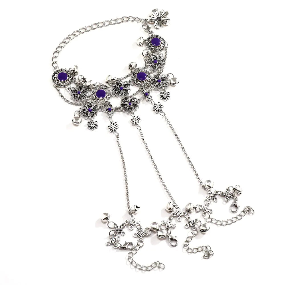 Retro Ethnic Zixia Fairy Bracelet with Integrated Chain - - bracelet