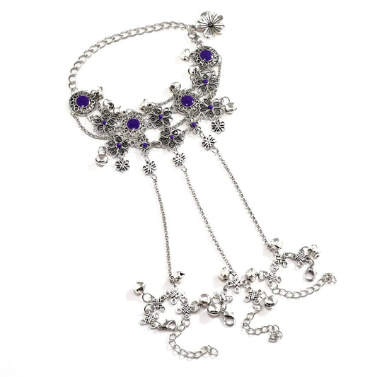 Retro Ethnic Zixia Fairy Bracelet with Integrated Chain - - bracelet