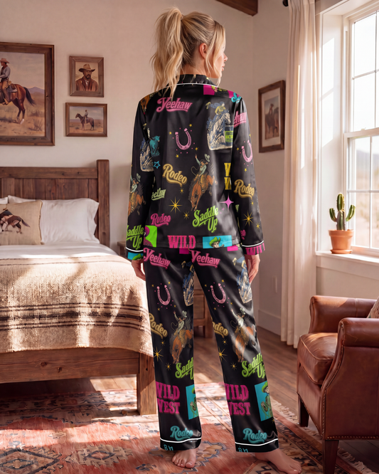 Baha Ranch The Last Round Up Satin Pajama Set - - Pajama Sets