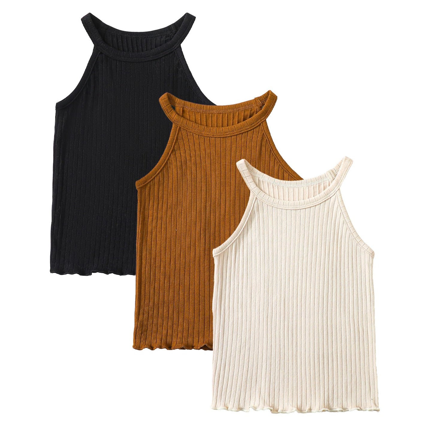 Toddler Girl Trio Tank Tops - Ribbed 3-Pack - - tank top
