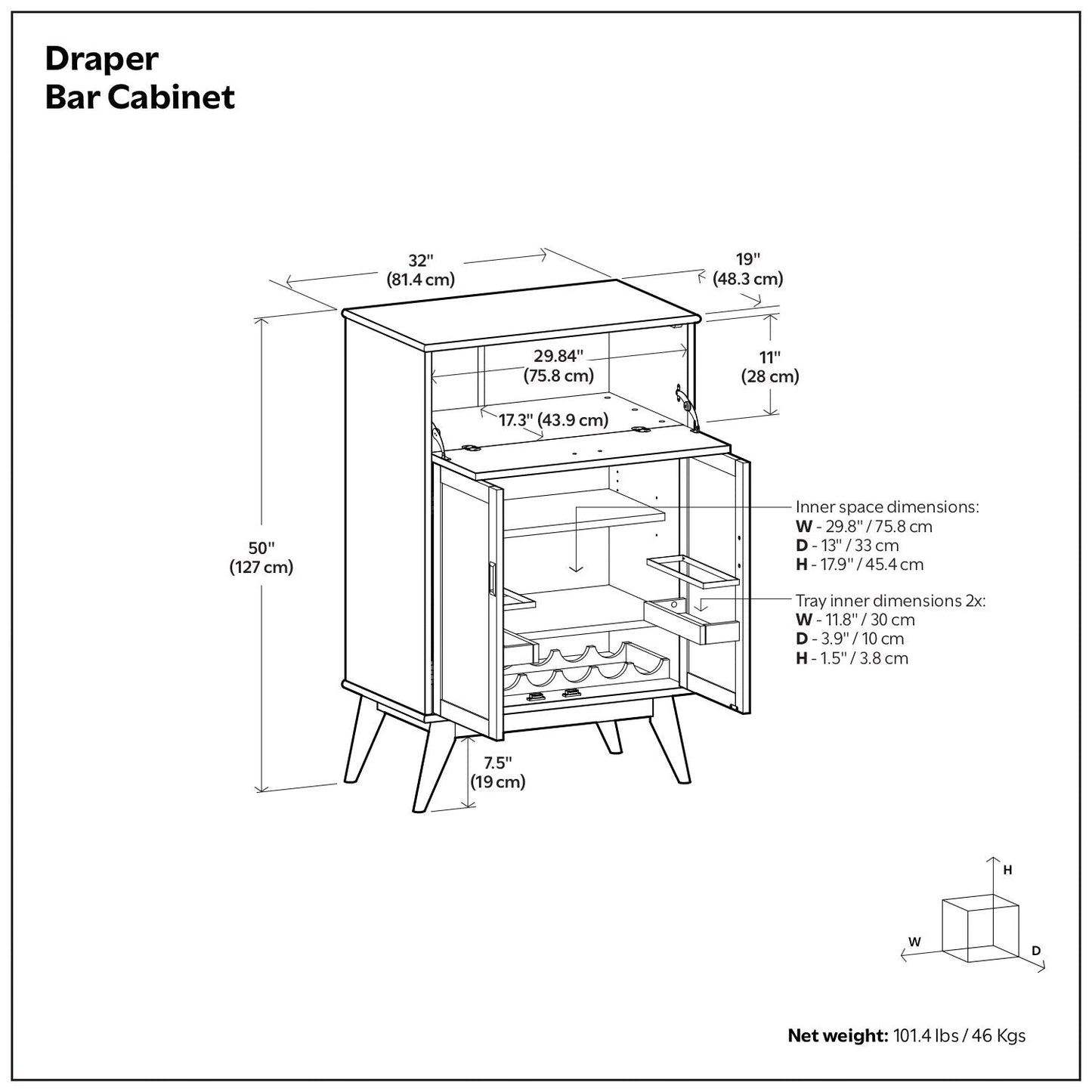 Draper - Mid Century Bar Cabinet - - Wine Cabinets
