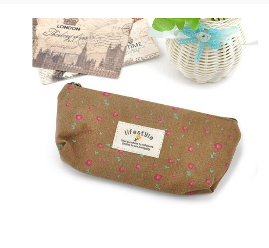 Student Stationery Storage Bag - Brown - pencil case