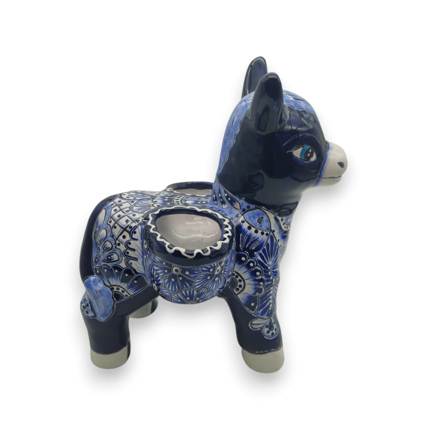 Blue Talavera Donkey Planter Handmade Mexican Pottery - - Talavera Planter