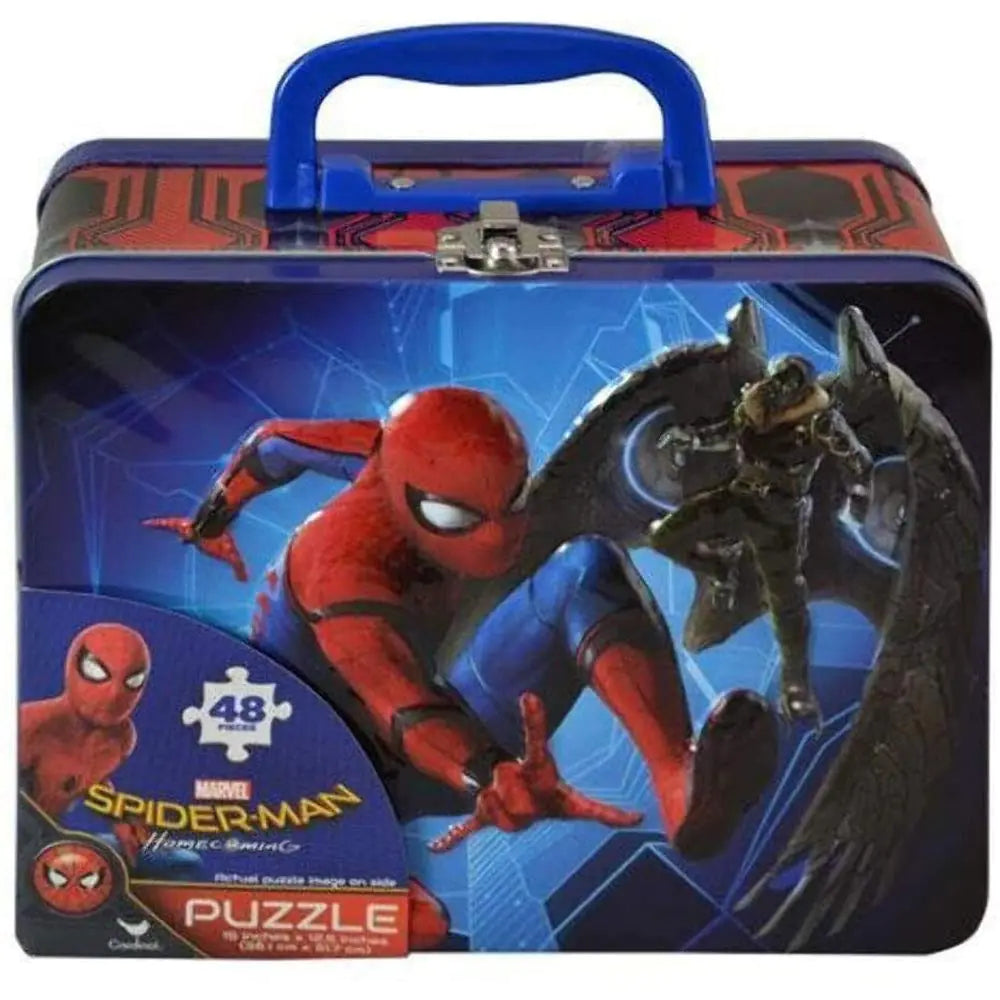 Spiderman Homecoming 48pc Puzzle Inside Lunch Tin Box 7.5" X 6" X 3" Red Blue & Multi - Kia Day Design