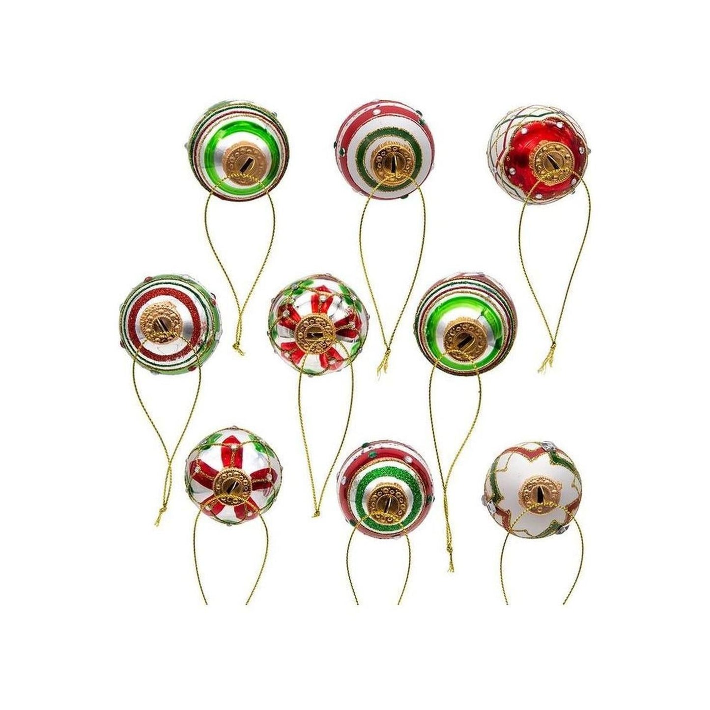 Kurt Adler 45MM Glass Red and Green Decorated Eggs, 9 Piece Set- Michelle's aDOORable Creations- {{Product type}}