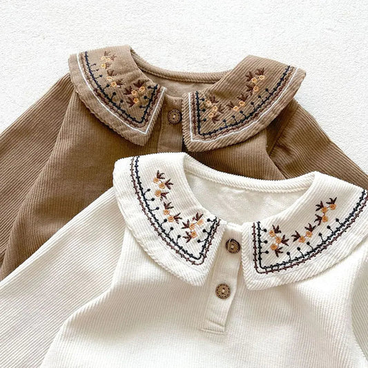 Long Sleeve Embroidered Baby Bodysuit