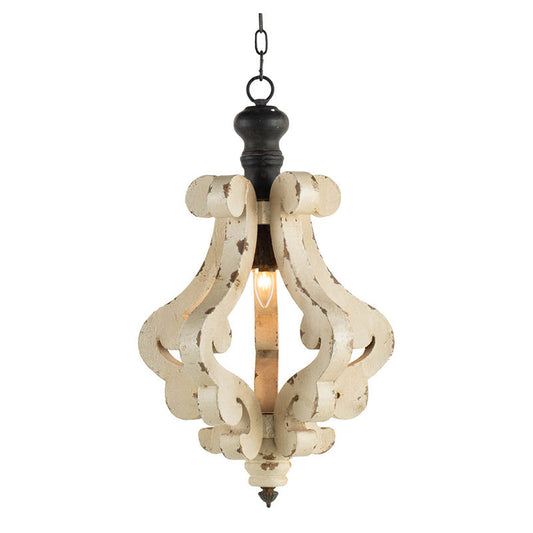 Farmhouse White Wood Ceiling Light - Antique Cream - light