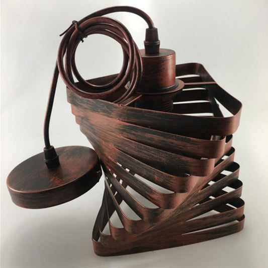 Vintage Industrial Style Iron Cage Light Fixture - Brown - ceiling light