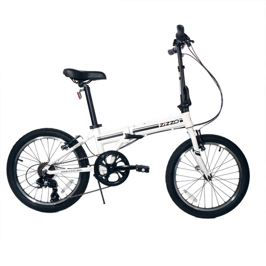 ZiZZO Campo 20" Folding Lightweight 7-Speed Bike White - - folding bike