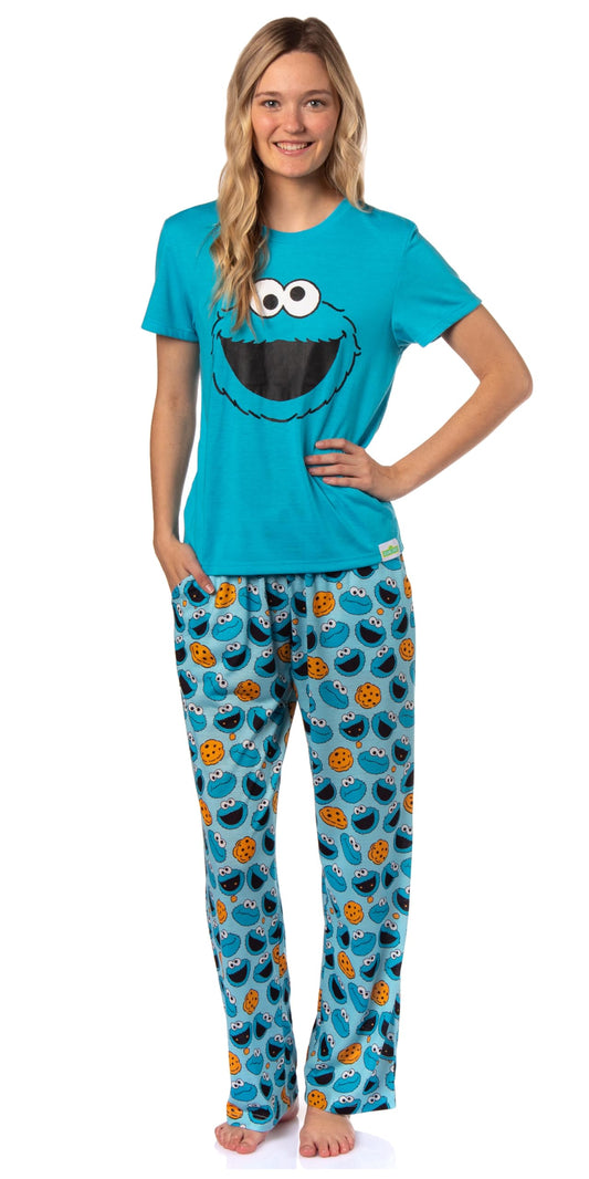 Sesame Street Cookie Monster XX-Large Big Face Tossed Print Character Sleep Pajama Set - - pajama