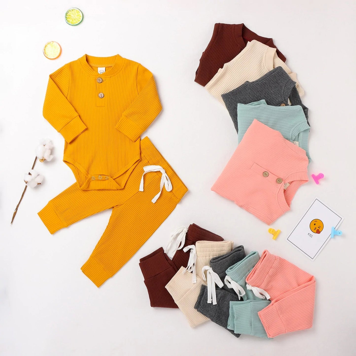 Babies Knit Long Sleeve Romper and Pants - Kia Day Design