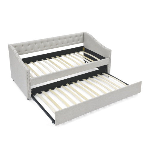 The Double Sofa Bed Has A Double Roller Upholstered Tufted Sofa Bed - Beige - sofa bed