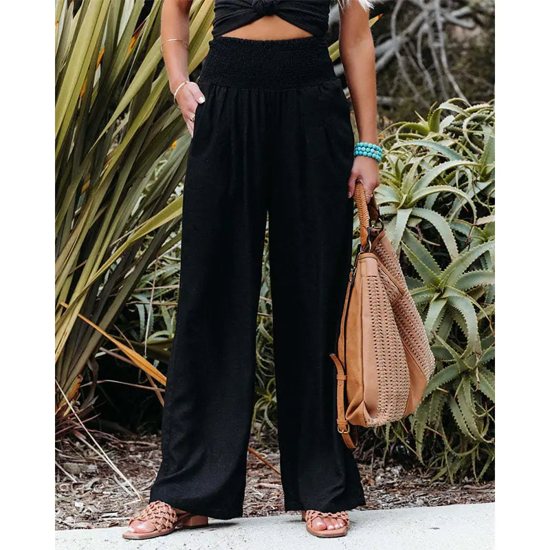 Cotton Linen Pockets Long Trousers - Kia Day Design