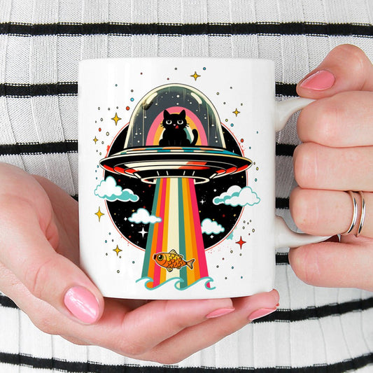 Cat UFO Abduction Mug - - Mug