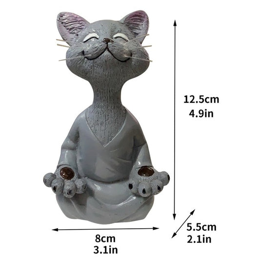 Zen Cat Buddha Statue - Grey - statues